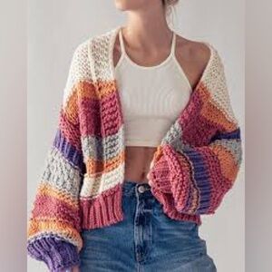 84 medium dreamers by debut cardigan stripes chunky preloved euc